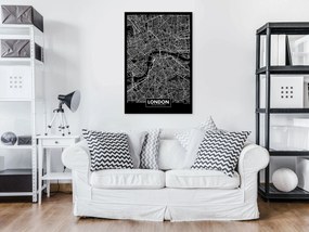 Artgeist Obraz - Dark Map of London (1 Part) Vertical Veľkosť: 40x60, Verzia: Premium Print