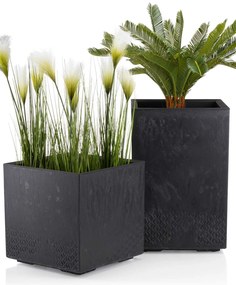 PLASTOVÝ KVETINÁČ NA KOLIESKACH BETONIQUE 40X40 CM IMITÁCIA BETÓNU ČIERNA