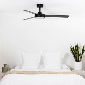 Stropný LED ventilátor Barth so svetlom, čierna