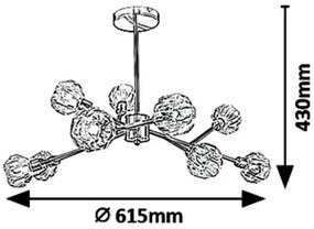 Rabalux 5395 - Luster na tyči KASSIA 9xG9/5W/230V