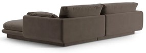 Hnedá zamatová rohová pohovka (ľavý roh/s leňoškou) Torino – Micadoni
