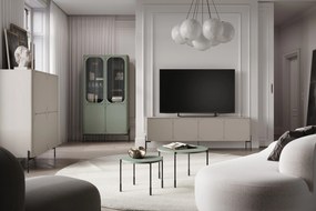 RTV skrinka Sonatia 200 cm štvordverová na kovových nohách - kasmír