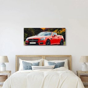 Obraz - červený Mercedes (120x50 cm)