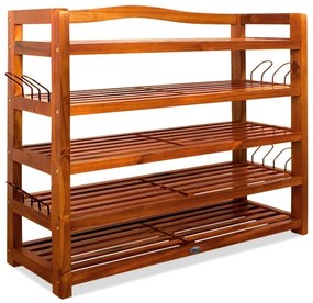 Regál na topánky RUSTIC, 5políc, 95x26x82cm, prírodná hnedá Casaria