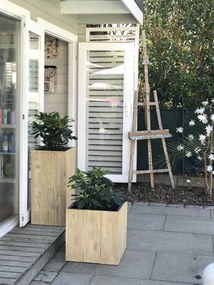 Kvetináč BLOCK, drevo akácie, výška 90 cm, hnedý