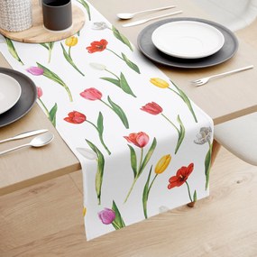 Goldea behúň na stôl 100% bavlnené plátno - tulipány 20x120 cm