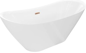 Mexen Lotos, voľne stojaca vaňa 150 x 75 cm, biela, ružové zlato prepad, 52051507700-60