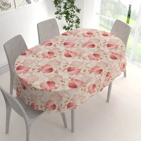 Biante Dekoračný oválny obrus Leona LN-172 Ružovo-vínové listy na režnom 100x160 cm