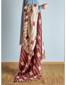 Červená/béžová deka s prímesou bavlny 130x160 cm Cang – Bloomingville