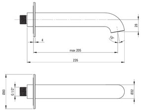 Deante Silia, vaňová výlevka 226mm, chrómová, DEA-NQS_081K