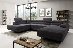 Rozkladacia grafitová rohová sedačka Astorp U ľavá s veľkými úložnými priestormi