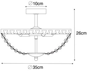 Klasické stropné svietidlo oceľ s krištáľom 3-svetlo - Mondrian
