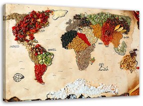 Gario Obraz na plátne Mapa sveta s korením Rozmery: 100 x 70 cm