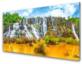 Skleneny obraz Vodopád stromy príroda 100x50 cm