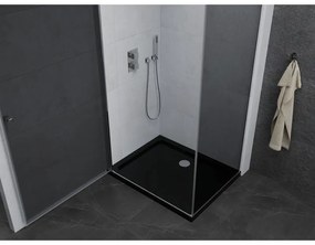Mexen Pretoria, sprchovací kút 90 (dvere) x 120 (stena) cm, 6mm šedé sklo, chrómový profil + čierna sprchová vanička, 852-090-120-01-40-4070