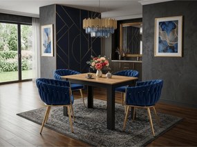 Zamatové jedálenské kreslo ORION VELVET so zlatými nohami, tmavomodré