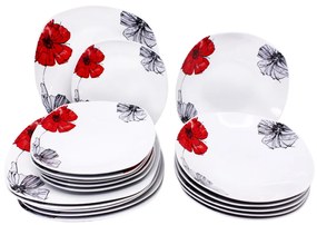 HOME ELEMENTS Porcelánová súprava tanierov, 18 kusov, Vlčie maky