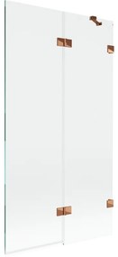 Mexen Lunar, 2-krídlová vaňová zástena pravá 100 x 150 cm, číre sklo, ružové zlato, 897-100-100-60-00-P