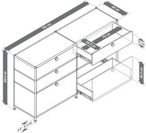Kovová komoda »CN3« so 6 zásuvkami, biela