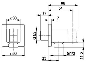 KFA Armatura 845-051-81 - Hranatý držiak sprchy s vývodom LOGON mosadz/matná čierna
