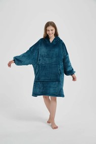 Deka s rukávmi HOODIE tmavotyrkysová