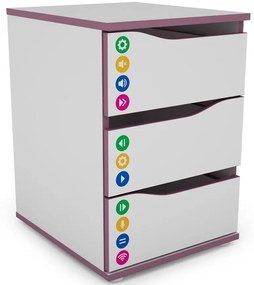 Komoda Matrix 40 3s biela/fialový