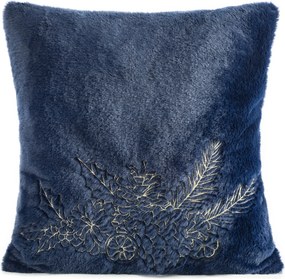 CHLPATÁ VIANOČNÁ DEKORAČNÁ OBLIEČKA NA VANKÚŠ TWIG 45X45 CM TMAVOMODRÁ
