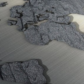 Obraz - Mapa sveta v kamennej textúre (s hodinami) (90x30 cm)