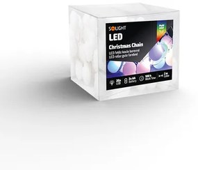 Solight LED vianočná reťaz farebné gule, 20x LED, 2 m, 2x AA