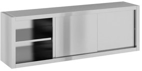 Závesná nerezová skriňa s posuvnými dverami, 1800 x 400 x 600 mm