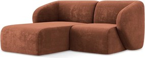 Ženilková rohová pohovka v terakotovej farbe (ľavý roh/s leňoškou) Lani – Makamii