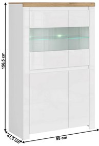 Skriňa VILGO 2D2W, lesklá biela