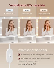 Toaletný stolík so zrkadlom a LED osvetlením RDT341WB01