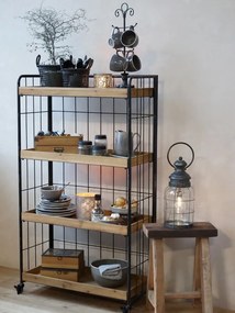 Prírodný drevený úložný box s 3 priehradkami a zásuvkou Gila - 30*13*13 cm