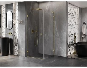Mexen Lunar-B L, sklápací sprchový kút ľavý 80 x 80 cm, 8mm číre sklo, zlatý profil, 832L-080-080-50-00-L