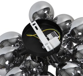 Dizajnové stropné svietidlo čierne s dymovým sklom 3-svetlo - Uvas