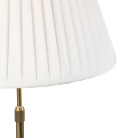 Bronzová stolová lampa s nariaseným tienidlom biela 35cm - Parte