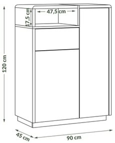 Komoda s zásuvkou FRED biela/šedá
