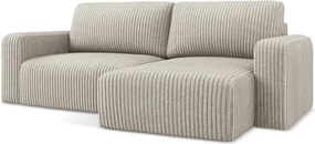 Béžová menčestrová rozkladacia/s úložným priestorom rohová pohovka (pravý roh/s leňoškou) Kona – Makamii