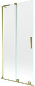 Mexen Velar L, 2-krídlová posuvná vaňová zástena 90 x 150 cm, 8mm číre sklo, zlatý lesklý profil, 896-090-003-01-50