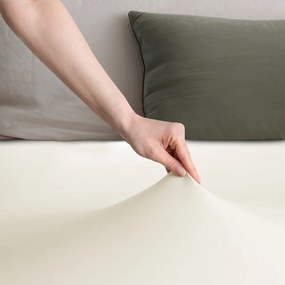 Biela/krémová napínacia plachta jersey 220x200 cm Amber – Restilo