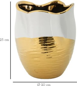 Váza Lux 25 cm zlatá/biela