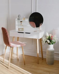 Toaletný stolík SCANDI 2 so zrkadlom biely / naturálny