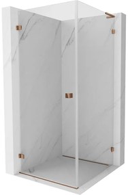 Mexen Lunar-B L, 1-krídlový sprchový kút, ľavý, 80 x 80 cm, 8mm číre sklo, ružové zlato profil, 832L-080-080-60-00-L