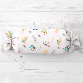 Biante Detský vankúš valec bonbon Sandra SA-671 Zvieratká baletky na bielom 15x40 cm