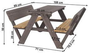 Drevený detský záhradný set Abalo - sivá / prírodná
