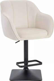 LuxuryForm DESIGN Barová stolička AVOLA VELUR na čiernej hranatej podstave - biela