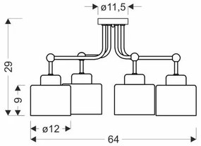 Prisadený luster OLENA 4xE27/60W/230V čierna