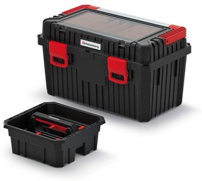 Kufor na náradie s kovovým držadlom 58,5 × 36 × 33,7 cm, s organizérom, čierna