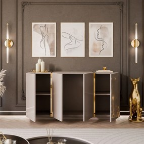 KOMODA SANTINO 4D KAŠMÍR LESK / ZLATÁ 158 cm